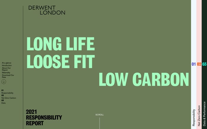 Derwent London - Responsibility Report 2021 website preview