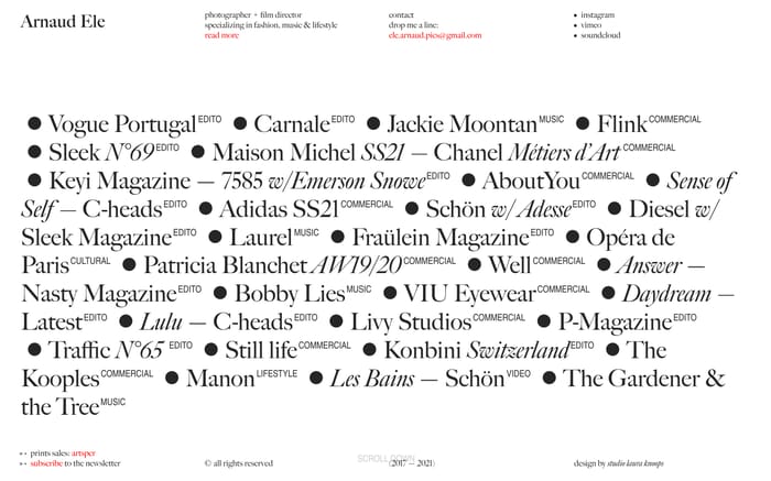 Arnaud Ele website preview