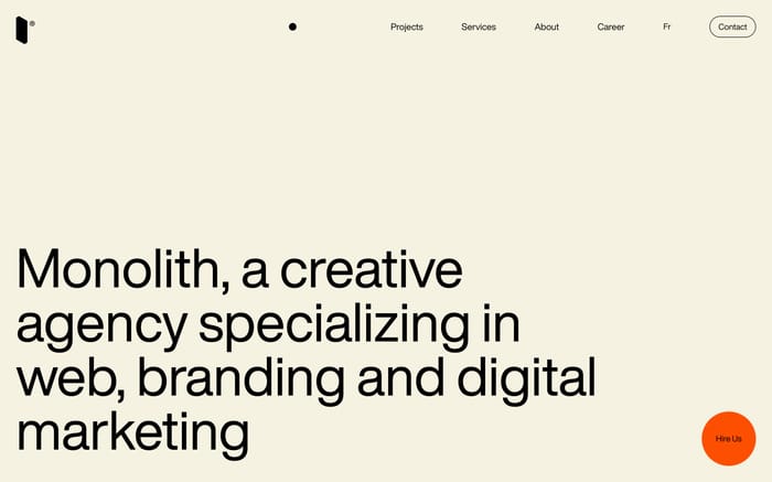Monolith agency website preview