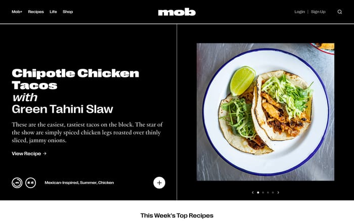 Mob website preview