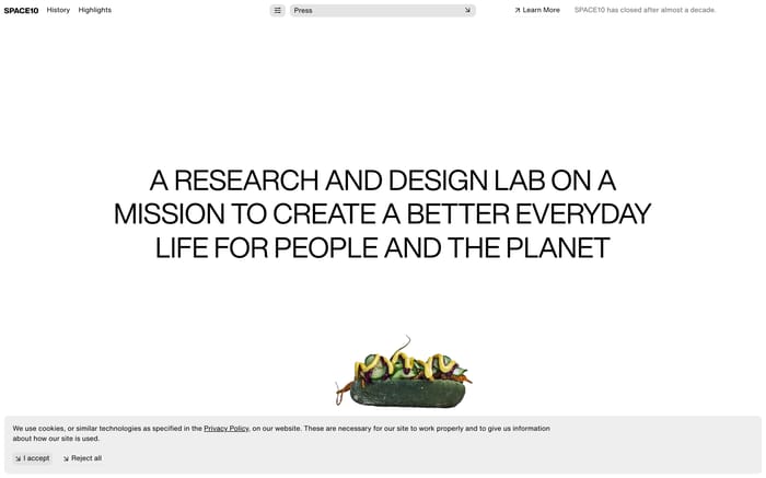 SPACE10 website preview