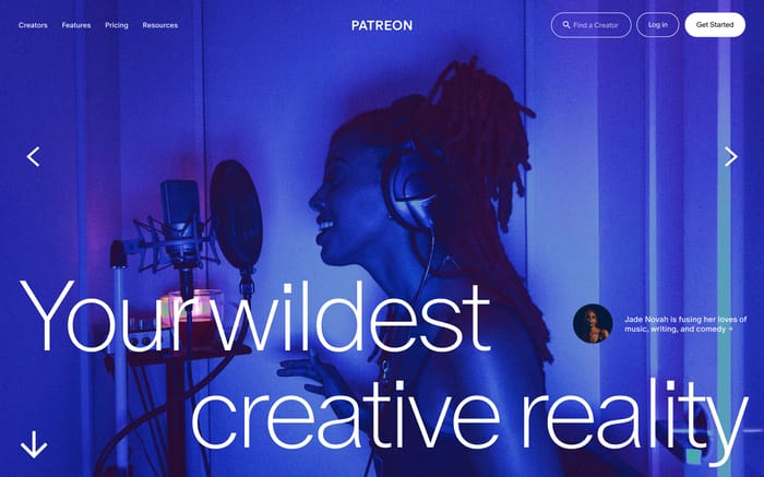 Patreon website preview
