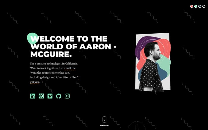 Aaron McGuire | Freelance Interactive Developer website preview