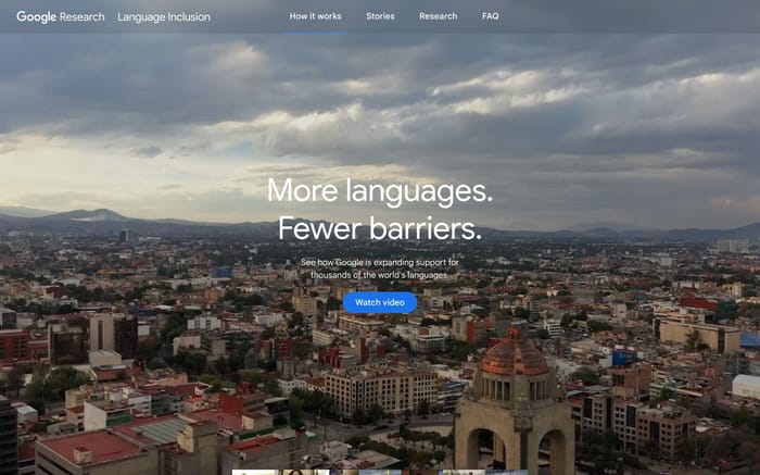 Google Language Inclusion website preview