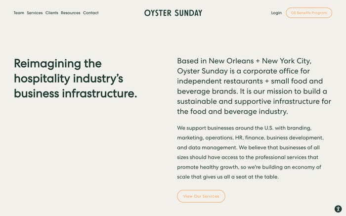 Oyster Sunday website preview
