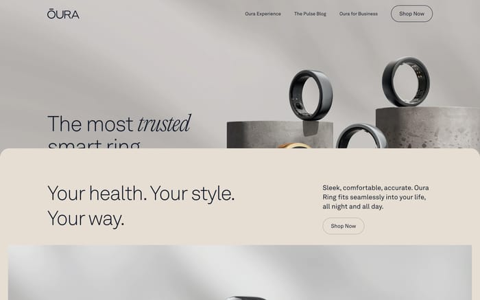 Oura Ring website preview