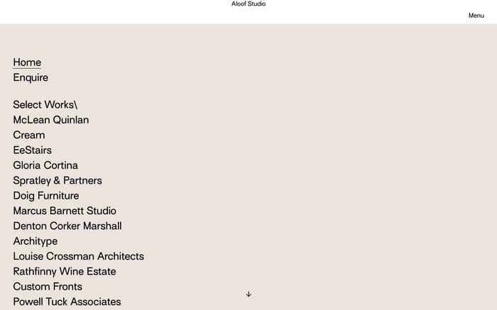 Aloof Studio website preview