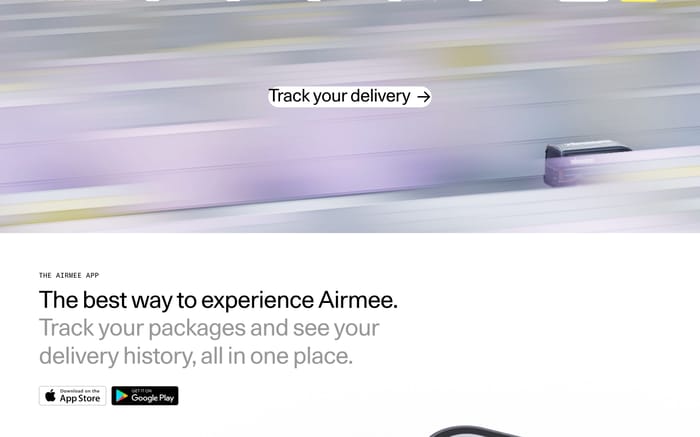 Airmee website preview