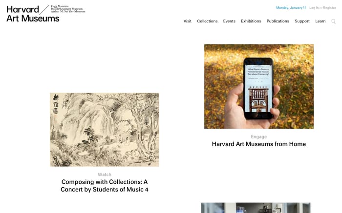 Harvard Art Museums website preview