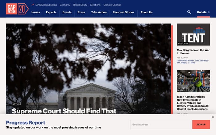Center for American Progress Action website preview