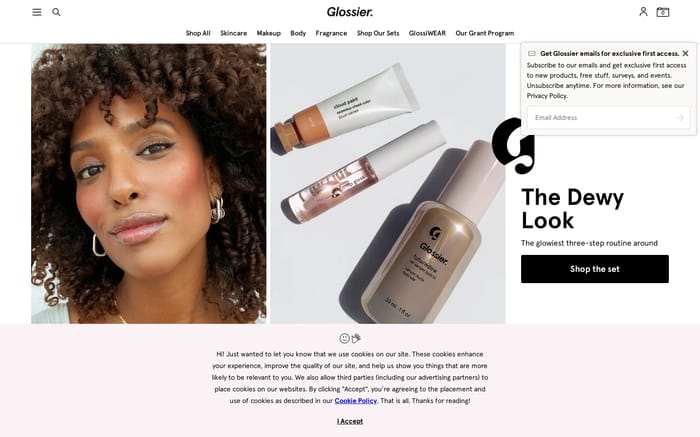 Glossier website preview