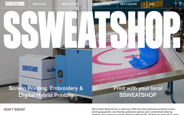 Ssweatshop website preview
