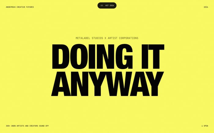 Anonymous Creative Futures website preview
