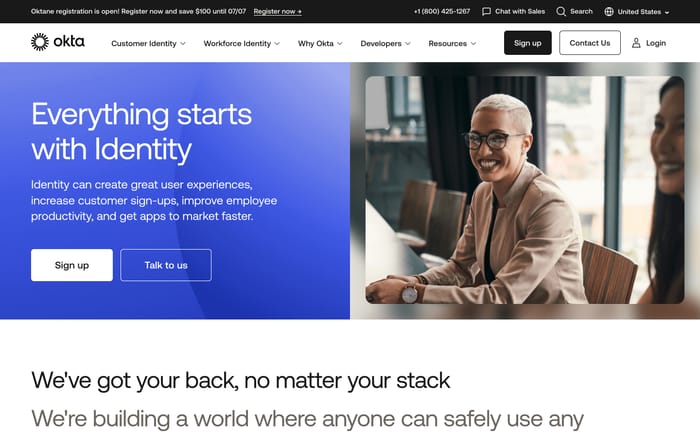 Okta website preview