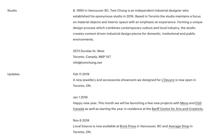 Tom Chung website preview