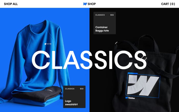 The Webflow Shop website preview