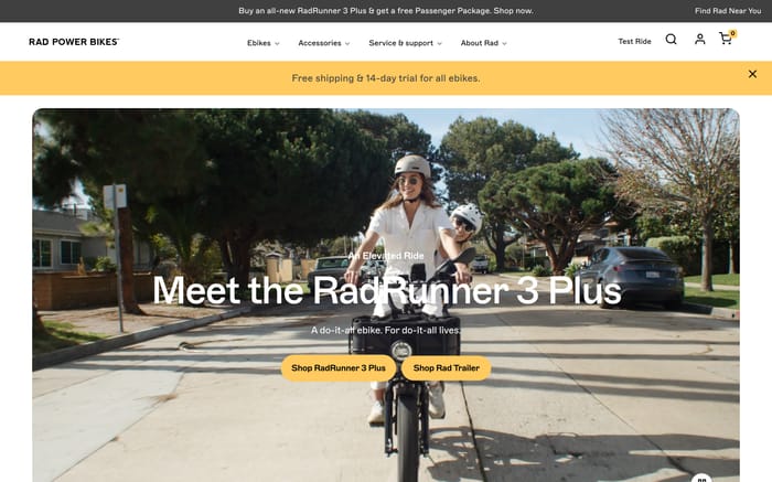 Rad power bikes website preview