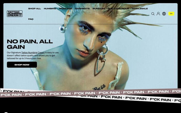 Tattoo Numbing Cream website preview