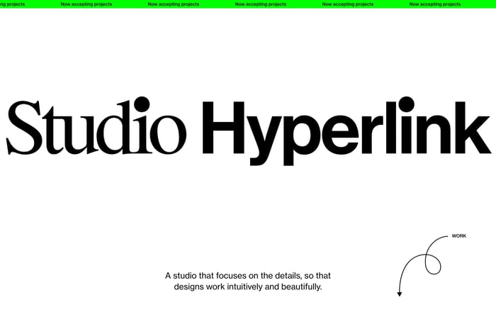 Studio Hyperlink website preview