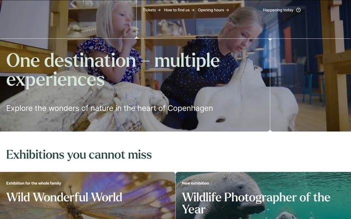 Denmark natural history museums website preview