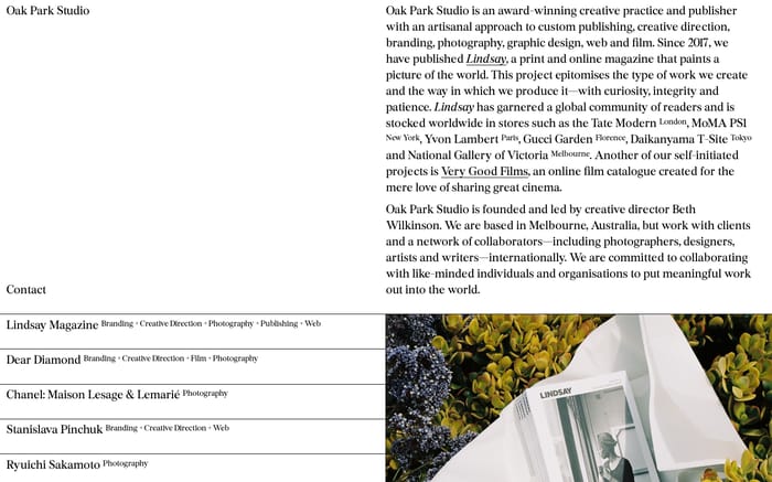 Oak Park Studio website preview