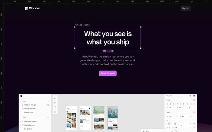 Wonder website preview