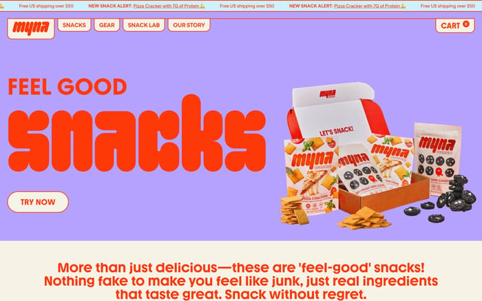 Myna Snacks website preview