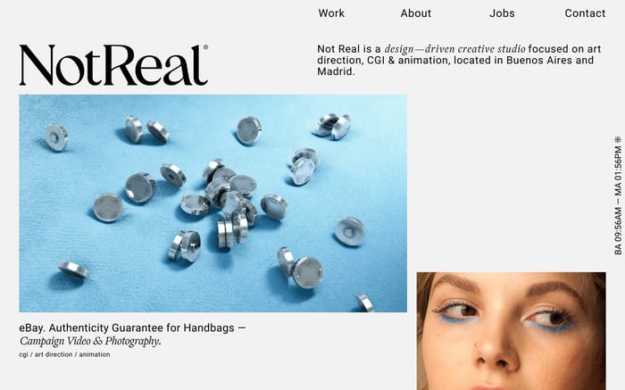 Not Real website preview