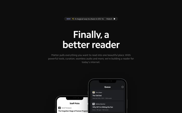 Matter website preview