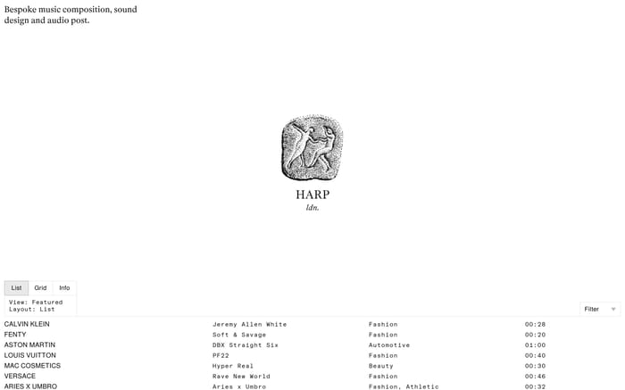 Harp website preview
