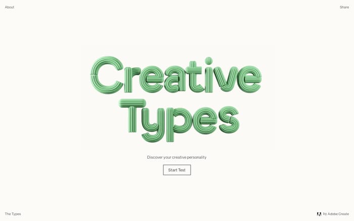 Creative Types by Adobe Create website preview
