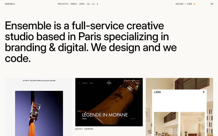 Ensemble website preview