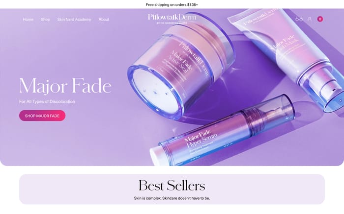 PillowtalkDerm website preview
