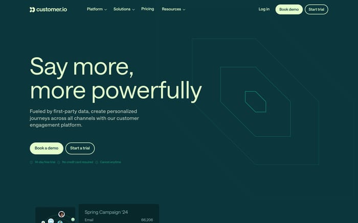 Customer.io website preview