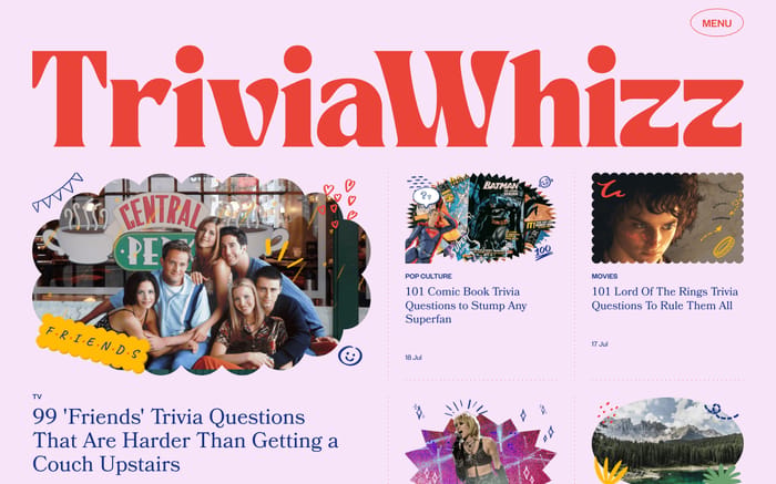 TriviaWhizz website preview