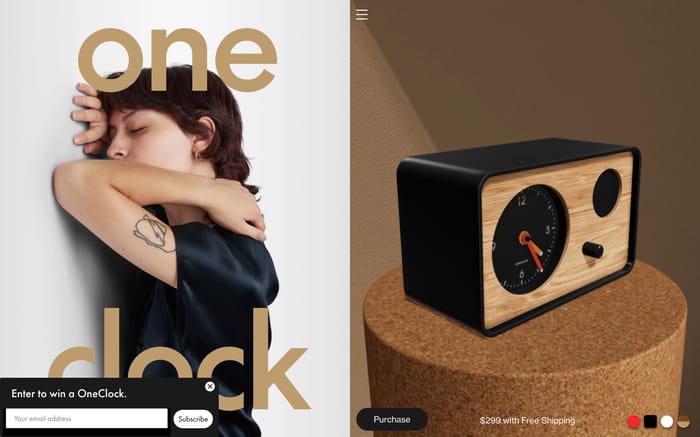 OneClock website preview