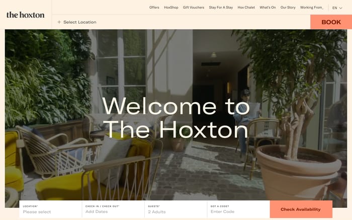 The Hoxton website preview