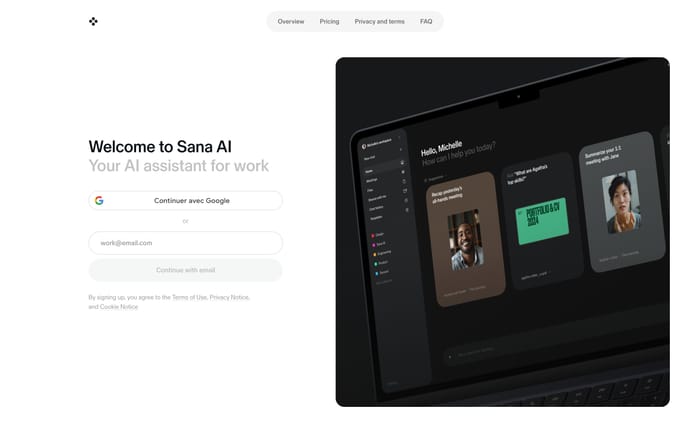 Sana AI website preview