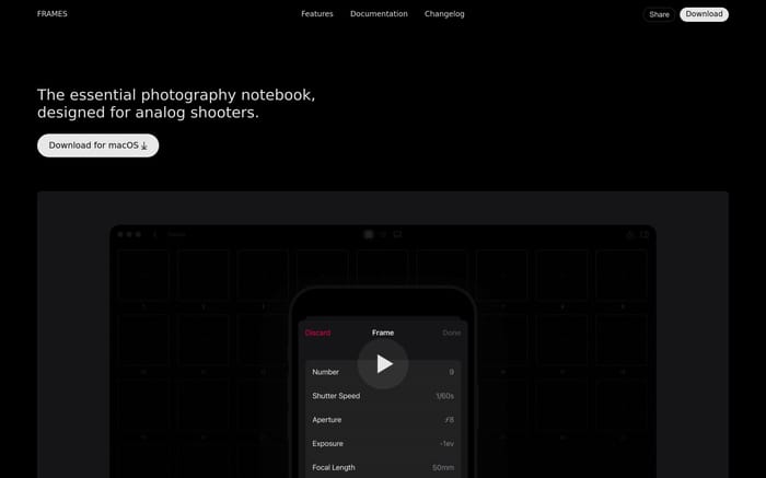Frames website preview