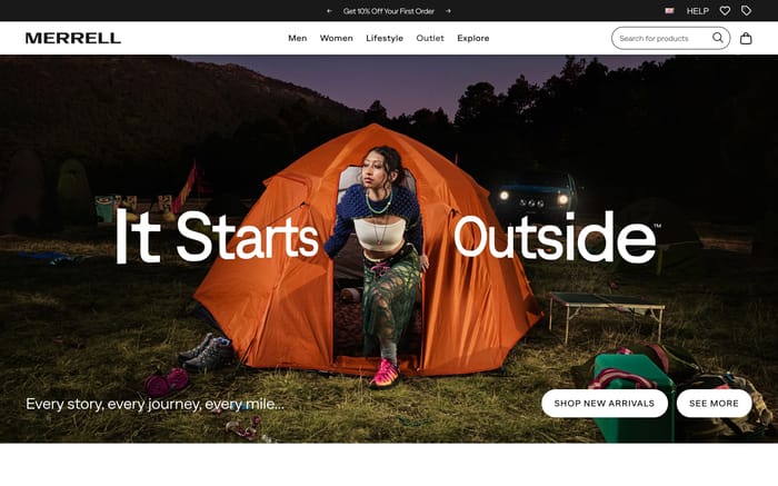 Merrell website preview
