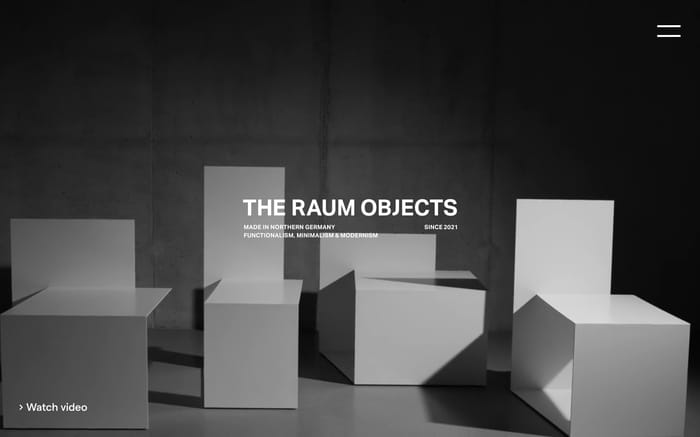The Raum Objects website preview