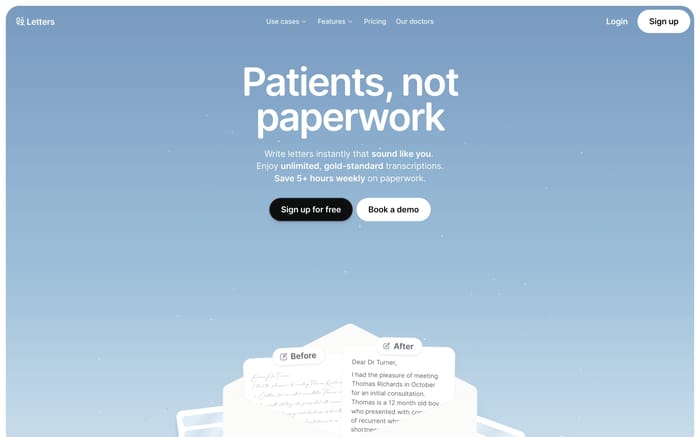 Letters website preview