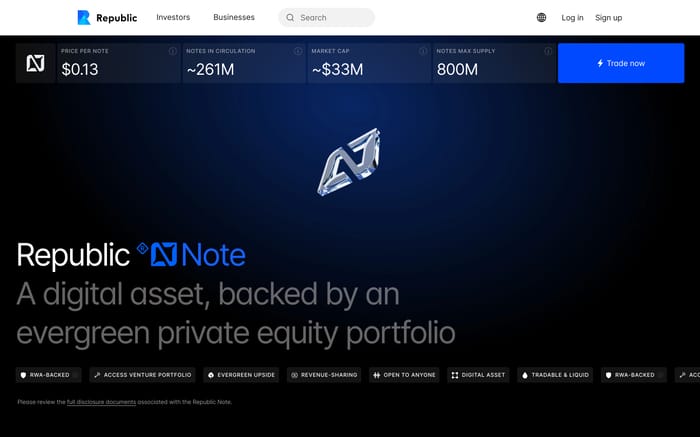 Republic Note website preview