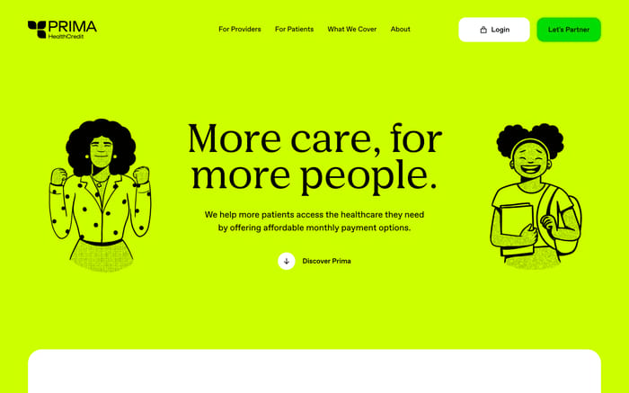 PrimaHealth Credit website preview