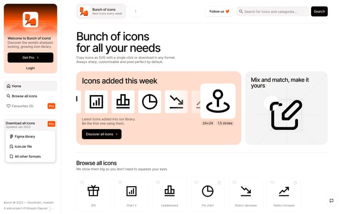 Bunch of icons website preview