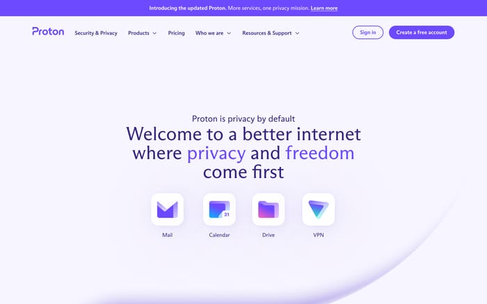 Proton website preview