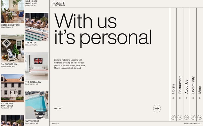 Salt Hotels website preview