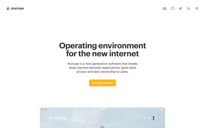 Anytype website preview