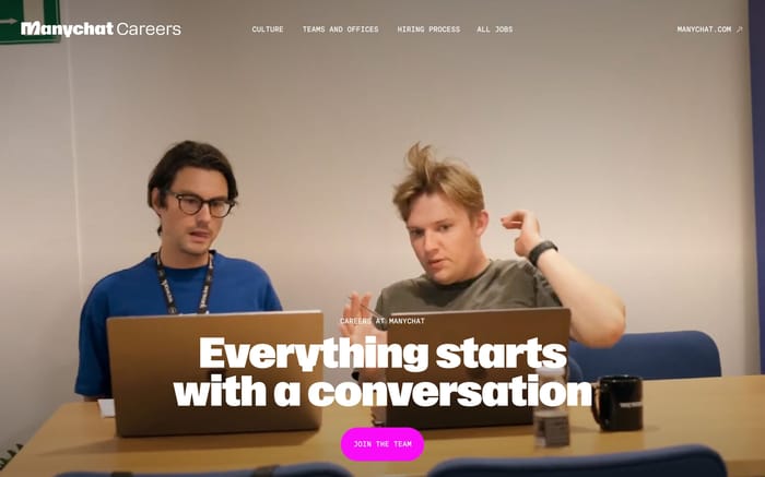 Manychat Careers website preview