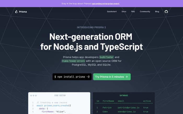Prisma website preview